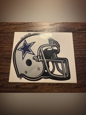 VINTAGE ‘80 ‘90s 5” x 4” Dallas Cowboys VINYL STICKER NFL FOOTBALL HELMET